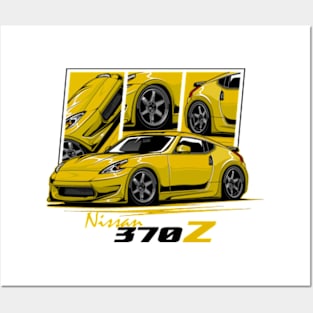 Yellow Nissan 370z JDM Car Posters and Art